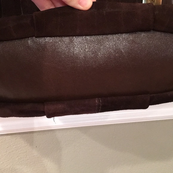 Coach 15949 Brown Suede Satchel w/ Purple Interior - Picture 6 of 8